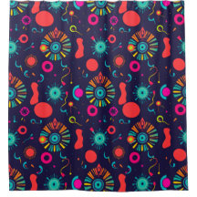 カルチャーポップ・アートのアイコンのシャワーカーテン