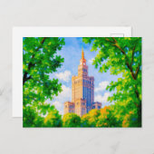 カルチャーワルシャワ宮殿 – フォリアを使用した油絵 シーズンポストカード (正面/裏面)