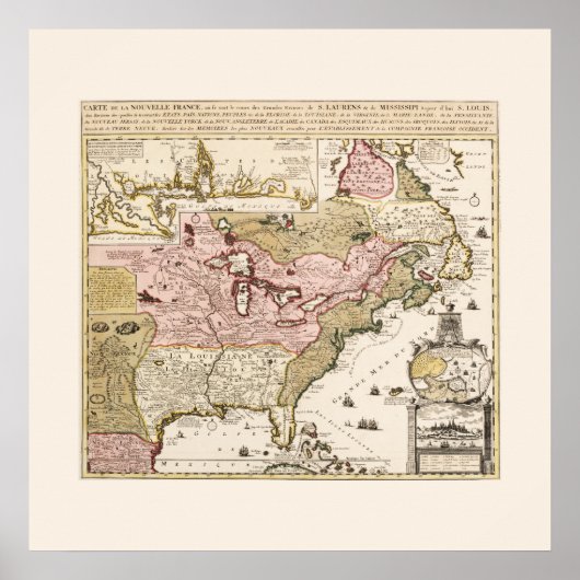 カルテケベックヌーベルフランスアメリケパールフランセ ポスター (正面)