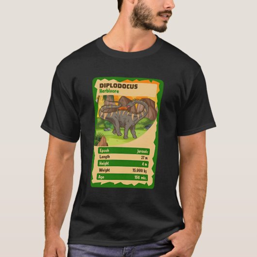 カルテットカードディプロドクス恐竜の事実 Tシャツ (正面)