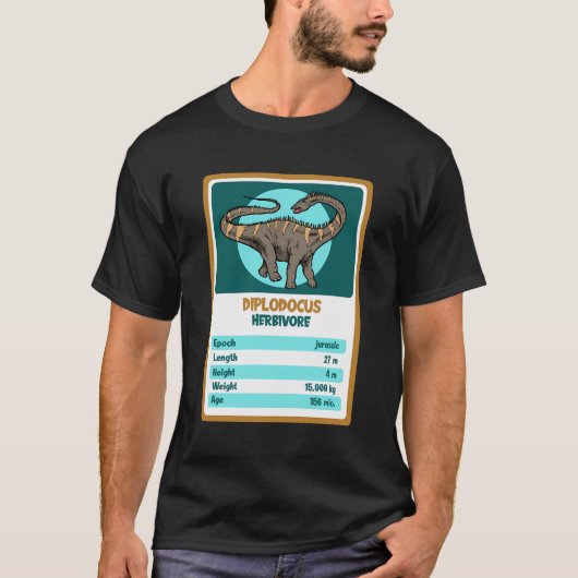 カルテットカードディプロドクス恐竜の事実 Tシャツ (正面)