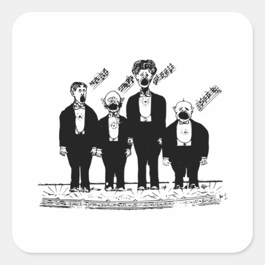 カルテット、バーバーバーショップ歌手 スクエアシール (正面)