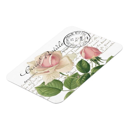 カルテポストアルピンクローズフランスのスクリプトヴィンテージ マグネット (左側)