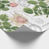 カルテポストアルピンクローズフランスのスクリプトヴィンテージ ラッピングペーパー (角)