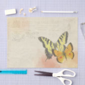 カルテポストアルロ2つの大きな黄色のオレンジ色の蝶 薄葉紙 (クラフト)