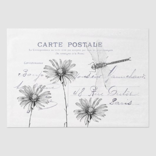 カルテポストエールフランスのフラワードラゴンフライ 薄葉紙 (正面)