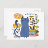 カルテポストエール「かわいい猫と鳥」 ポストカード (正面/裏面)