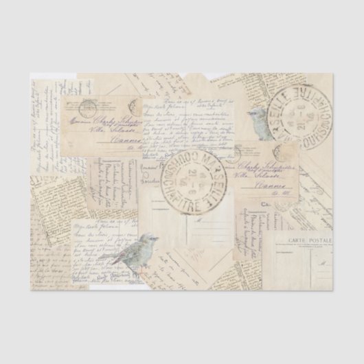 カルテポストマークブルーバードカラーヴィンテージ 薄葉紙 (正面)