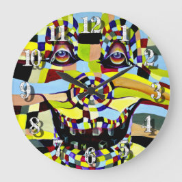 カルテユーモアのあるルポップ・アートのピエロジョーカーイラストレーション ラージ壁時計