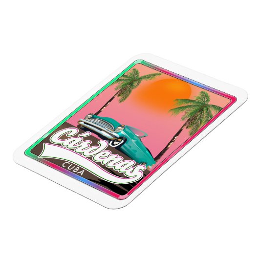 カルデナス・キューバ・ヴィンテージ旅行ポスター マグネット (左側)