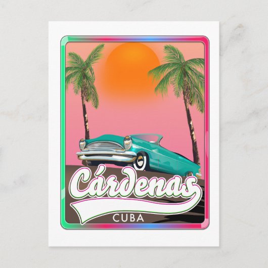 カルデナス キューバ ヴィンテージ 旅行 ポスター ポストカード (正面)