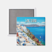 カルデラビューサントリーニギリシャCyclades旅行 マグネット (正面/裏面)