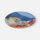 カルデラ、Oia、Santorini、ギリシャ ペーパープレート (アングル)