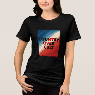 カルトより国 – 愛国的なペイントストリーク トライブレンドＴシャツ