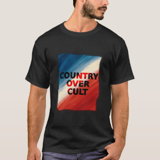 カルトより国 – 愛国的なペイントストリーク Tシャツ