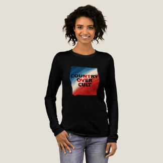 カルトより国 – 愛国的なペイントストローク トライブレンドＴシャツ
