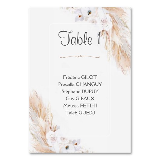 カルトプランデテーブル テーブルナンバー (正面)