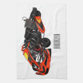 カルトレーシングカートゥーンイラストレーション キッチンタオル (縦)