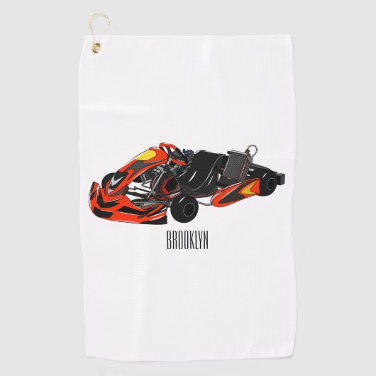 カルトレーシングカートゥーンイラストレーション ゴルフタオル (正面)