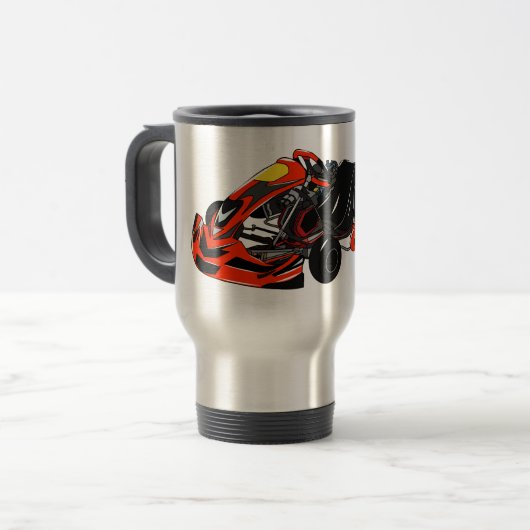 カルトレーシングカートゥーンイラストレーション トラベルマグ (正面左)