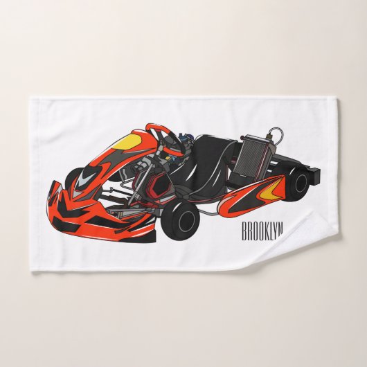 カルトレーシングカートゥーンイラストレーション バスタオルセット (ハンドタオル)