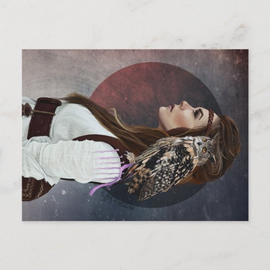カルト郵便「レディーフクロウ」。 ポストカード (正面)