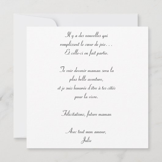 カルト「Ma meilleure amie va devenir maman」 カード (裏面)