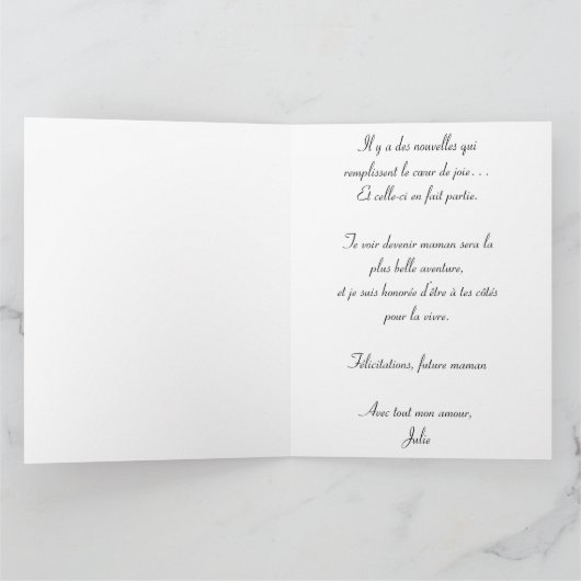 カルト「Ma meilleure amie va devenir maman」 カード (内部)