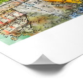 カルドイツアートトラベルウォーターの色手描き ポスター (角)