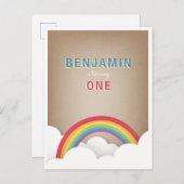 カルドインスパイアストックレインボークラウド誕生日 インビテーションポストカード (正面/裏面)