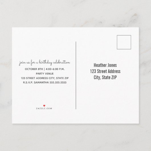 カルドインスパイアストックレインボークラウド誕生日 インビテーションポストカード (裏面)