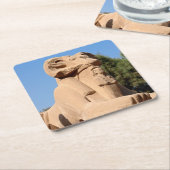 カルナック寺院のラム頭のスフィンクス – エジプト スクエアペーパーコースター (アングル)