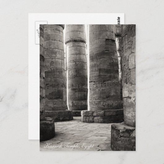 カルナック寺院、ヒエログリフ、古代エジプト ポストカード (正面/裏面)