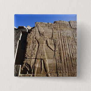 カルナック神殿の壁に刻まれた古代の象形文字、 缶バッジ