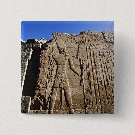 カルナック神殿の壁に刻まれた古代の象形文字、 缶バッジ (正面)