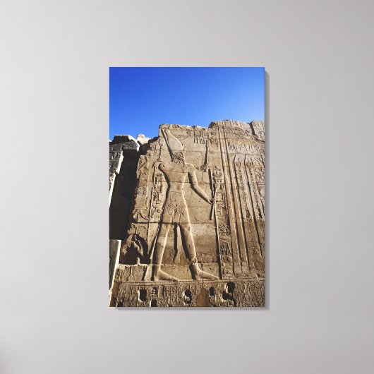 カルナック神殿の壁の古代の壁画、 キャンバスプリント (正面)
