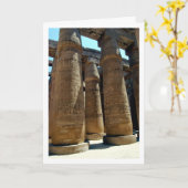 カルナック神殿の柱のポートレート、ルクソール、エジプト カード (黄色い花)