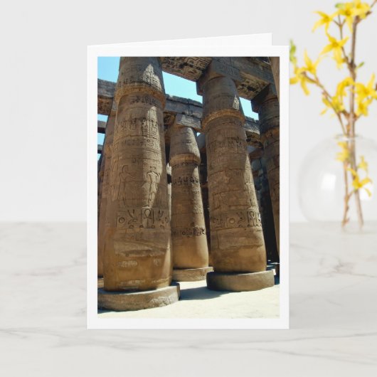 カルナック神殿の柱のポートレート、ルクソール、エジプト カード (黄色い花)