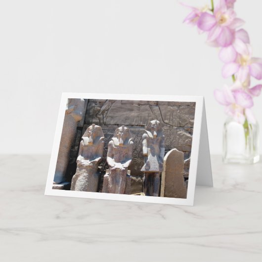 カルナック神殿、チャシェット広場の像 カード (蘭)