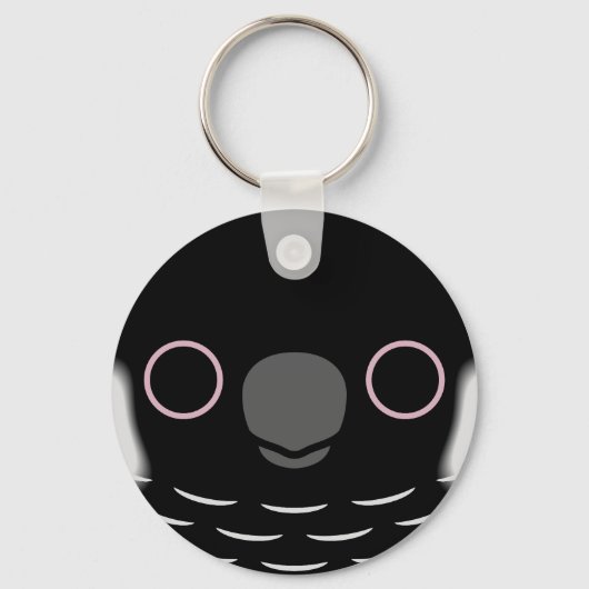 カルナビの黒いコッカトゥーの顔 キーホルダー (正面)