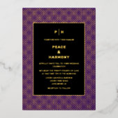 カルナビ紙吹雪金ゴールドパープルブラック結婚ズ 箔招待状 (正面)