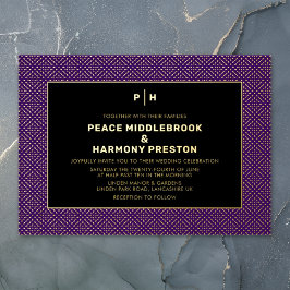 カルナビ紙吹雪金ゴールドパープルブラック結婚ズ 箔招待状