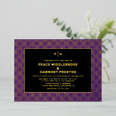 カルナビ紙吹雪金ゴールドパープルブラック結婚ズ 箔招待状 (立ち正面)