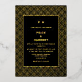 カルナビ紙吹雪金ゴールドブラック結婚ズ 箔招待状 (正面)