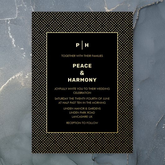 カルナビ紙吹雪金ゴールドブラック結婚ズ 箔招待状