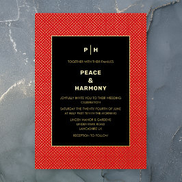 カルナビ紙吹雪金ゴールドレッドブラック結婚ズ 箔招待状