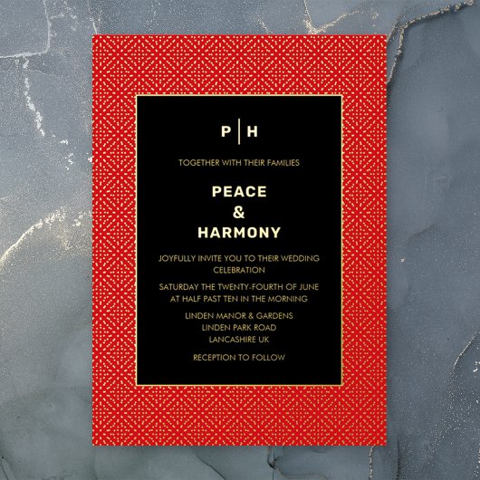 カルナビ紙吹雪金ゴールドレッドブラック結婚ズ 箔招待状