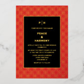 カルナビ紙吹雪金ゴールドレッドブラック結婚ズ 箔招待状 (正面)