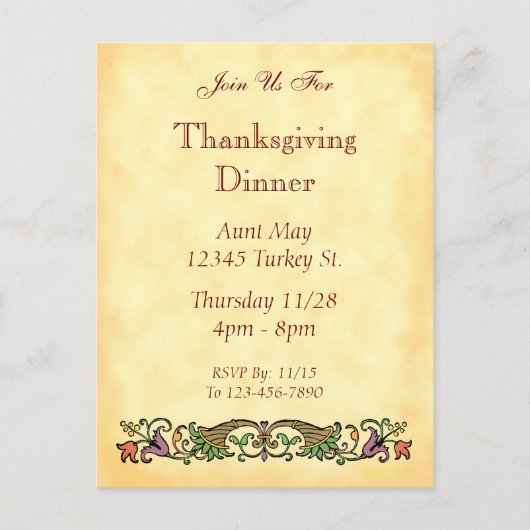 カルヌコピアヴィンテージ感謝祭カスタムはがき シーズンポストカード (正面)