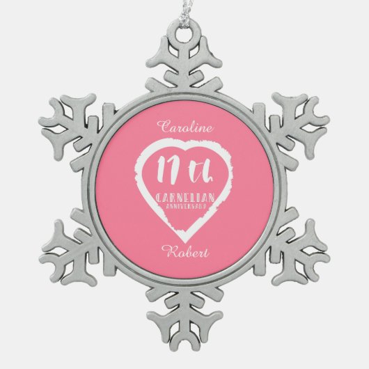 カルネ結婚リア17伝統的周年 スノーフレークピューターオーナメント (正面)